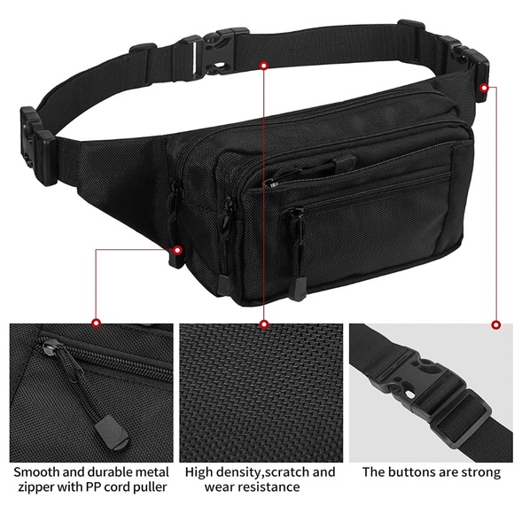 *NWT* Belt Bag Fanny Pack Crossbody Bag for Plus and Regular Size Unisex Black - Picture 6 of 10
